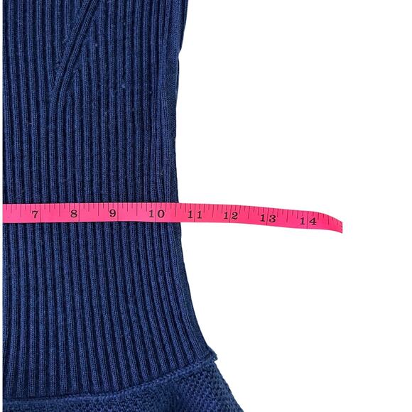 Tory Burch Wool Sweater Wmns Sz S Boatneck Long Sleeve Peplum Waist Blue - Picture 6 of 11